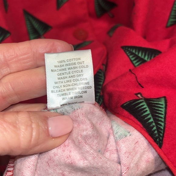 Leveret women’s size XXL red flannel pajama set with Christmas trees 100% cotton - Picture 8 of 9